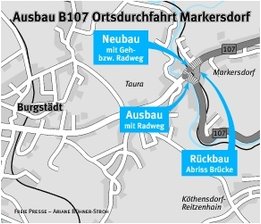 Knotenausbau beginnt erst im September - 
              <p class="artikelinhalt">Durch den Neubau des Knotens der B 107 und S 241 soll der Verkehr übersichtlicher werden.</p>
            