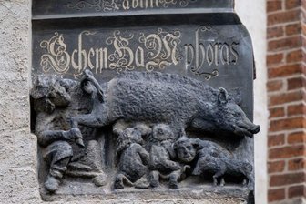 Kommentar zur Wittenberger "Judensau"-Plastik: So also bleibt dieser Hass in Stein gemeißelt - Eine als "Judensau" bezeichnetes Schmährelief ist an der Stadtkirche in Wittenberg in Sachsen-Anhalt zu sehen.