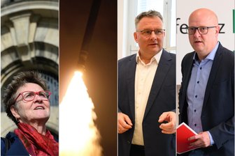 Kommt die Brombeer-Koalition? Streit um US-Raketen erschwert Regierungsbildung in Sachsen - Dissens über US-Rakete „Tomahawk“: Sabine Zimmermann (BSW), Christian Hartmann (CDU, Mitte) und Henning Homann (SPD).