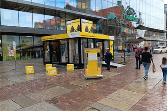 Kommt ein Atommüllendlager nach Chemnitz? - Noch bis Dienstag steht die Infobox auf dem Neumarkt.