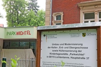 Kommunen müssen bei Kitas nacharbeiten - Noch wird die Kindertagesstätte "Parkwichtel" in Lichtentanne saniert. Erst nach den Bauarbeiten ist die Gemeinde in Sachen Kitabetreuungsangebote wieder im grünen Bereich. 