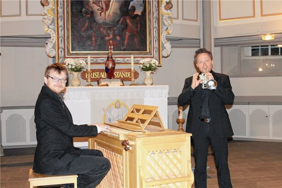 Konzert für Orgel und Trompete in Callenberg - Friedrich Pilz (links) und Alexander Lenk. 