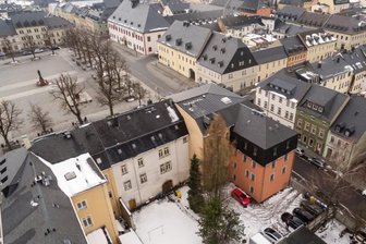Kosten für geplantes Welterbezentrum explodieren - Für das Welterbezentrum in Marienberg entsteht im Hinterhof der Gebäude Markt 5 und 6 ein Anbau. Die Aufnahme entstand im März.