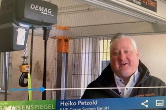 Kran-Entwickler für Unternehmerpreis nominiert - Berichtete zur besten Sendezeit sachsenweit über die Innovation aus seiner Firma: IWS Crane-Geschäftsführer Heiko Petzoldt.