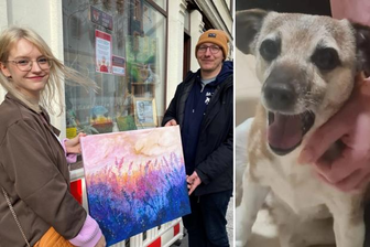 Kranke Hündin bekommt Hilfe aus Mittweida: Kunst soll Geld für OP einbringen - Hilfe für Kira: Heiko Hans aus Mittweida hat sich beim Vorbeigehen in das Gemälde vom Lavendelfeld verliebt.