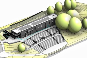 Kriebstein investiert strategisch: Diese beiden Großprojekte stehen kurz vor dem Bau - Blick auf das neue Funktionsgebäude, das Umkleiden, Toiletten und eine Gaststätte beheimaten soll.