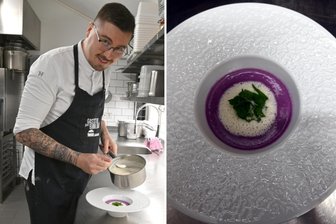 Küchenchef aus dem Erzgebirge gewinnt Suppenkochwettbewerb - Küchenchef Peter Jahn von der Neudorfer „Gaststub‘ zur Bimmlbah‘“ kreiert sein Rotkrautsüppchen mit Birnen-Speckschaum.