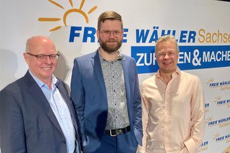 Landtagswahl: Freie Wähler setzen im Erzgebirge hauptsächlich auf Männer - Drei der fünf Landtagskandidaten: Prof. Dr. Günther Schneider, Moritz Schülle und Marcel Schmidt (v. l.)