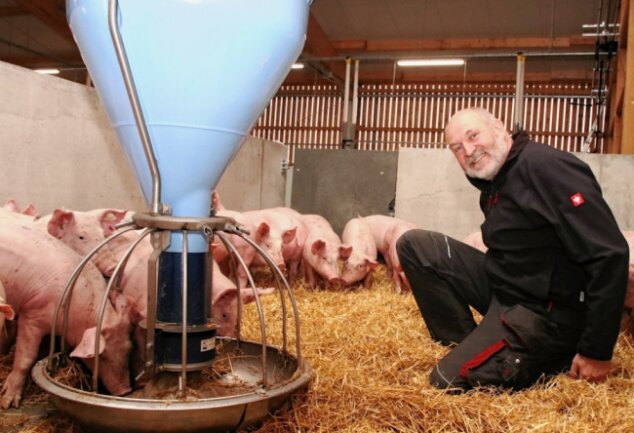 Landwirte wollen Vogtlandmarke schaffen - Udo Weymann und sein Team von der Agrargenossenschaft Theuma-Neuensalz setzen auf viel Tierwohl, haben unter anderem in einen neuen Schweinestall investiert.