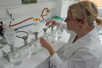 Die Ärztin Nicole Rodewald arbeitet in einem Labor der Landesuntersuchungsanstalt für das Gesundheits- und Veterinärwesen in Dresden an einem Verfahren zum Nachweis von Legionellen.