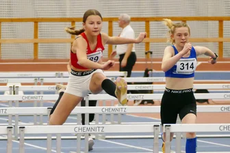 Leichtathletik: Talente des LV 90 Erzgebirge mit hoffnungsvollem Hallenauftakt - W-13-Vizemeisterin Izzie Vogt erreichte im Hürdensprint die beste Zeit.