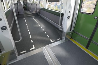 Leipzig–Plauen in 90 Minuten: Wie sich die Länderbahn auf die Erweiterung des Mitteldeutschen S-Bahn-Netzes vorbereitet - So soll der geräumigere Mehrzweckbereich der neuen S-Bahn aussehen.
