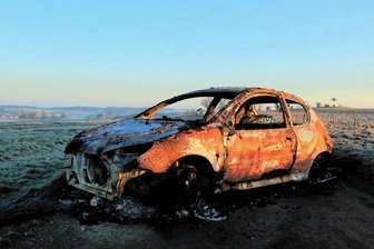 Lengenfelder spekulieren über Autowrack - Das Autowrack an der Alten Plauener Straße von Lengenfeld, nahe dem Aussichtspunkt Pilz.