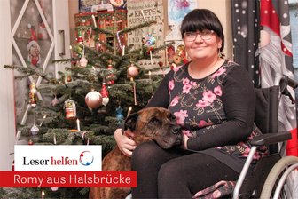 „Leser helfen“ in Halsbrücke und die Sehnsucht nach einem Fest wie früher - Das Leben von Romy Carolus – hier mit ihrem Hund Odin – hat ein Auffahrunfall völlig verändert. Therapien und eine OP brachten keine Linderung ihrer Schmerzen, inzwischen ist sie auf starke Medikamente angewiesen. Das Haus der Familie in Halsbrücke soll mit Hilfe der „Freie Presse“-Leser behindertengerechter umgebaut werden.