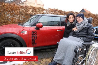 „Leser helfen“: Warum ein Mini zu mini ist für „Mülli“ aus Zwickau - Die Liebe seiner Partnerin zaubert Sven Müller ein Lächeln ins Gesicht. Ein Manko: Der Mini ist zu klein für seinen Rollstuhl. Deshalb sammelt „Freie Presse“ Spenden für ein größeres Auto.