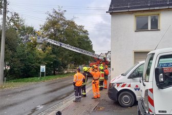 Leubnitz: Sturmböen sorgen für zeitweisen Stromausfall - Wegen Sturmböen ist am Donnerstag in Leubnitz ein Baum umgekippt. Feuerwehr und Stadtwerke waren im Einsatz.