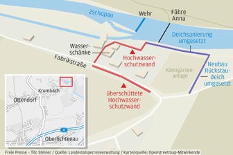 Lichtenau: Landesdirektion genehmigt weitere Schutzwände gegen Zschopau-Hochwasser - So soll der Hochwasserschutz in Krumbach verbessert werden.