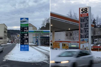Lohnt für Erzgebirger der Tank-Trip nach Tschechien? So diskutiert das Netz: „Ich zahle 1,36 Euro für Benzin“ - Beim Tank-Trip über die Grenze lässt sich derzeit mitunter kräftig sparen: Spritpreise im tschechischen Jáchymov (Joachimstal, Foto l.) und in Annaberg-Buchholz diese Woche im Vergleich.