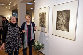 Malerinnen der Dresdner Sezession 89 stellen in Meerane aus - Kerstin Franke-Gneuß (rechts) und Christa Donner waren zur Ausstellungseröffnung am Mittwochabend in die Galerie „Art In“ nach Meerane gekommen. Kerstin Franke-Gneuß gehörte zu den Mitbegründerinnen der Künstlerinnenvereinigung Dresdner Sezession 89.
