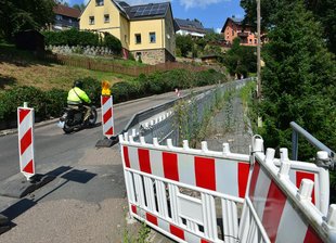 Die Engstelle an der Waldheimer Straße in Mittweida.
