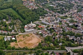 Meerane zieht Bilanz: 2021 mehr Zuzüge als Wegzüge - Blick aus der Vogelperspektive auf Meerae: Die Stadt hat mehr Zuzüge als Wegzüge.