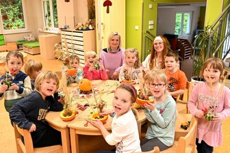 Mehr als 300 Euro für den Krippenplatz in Lunzenau: Elternbeitrag schreckt Familien nicht ab - In der Kindertagesstätte „Zu den Windmühlen“´im Lunzenauer Ortsteil Elsdorf wurde am Mittwoch herbstlich gebastelt.