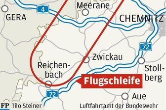Militärflieger über Westsachsen gesichtet - Die Flugschleife der Militärflugzeuge.