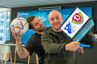Mit Humor gegen den haushohen Favoriten: "Freie Presse" tickert den Landespokalkracher Glauchau gegen Dynamo Dresden - Das Tickerduo: Torsten Ewers (links) und Thomas Reibetanz.