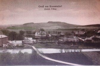 Mit Schnipseljagd, Knüppelkuchen und einer ganz besonderen Hüpfburg: Kunnersdorf feiert 680-jähriges Bestehen - Eine alte Ansicht von Kunnersdorf aus der Sammlung Horst Neumann.