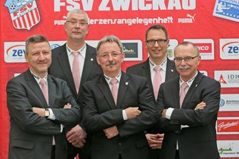 Mitglieder des FSV Zwickau wählen am Sonntag neuen Aufsichtsrat - Der aktuelle Aufsichtsrat, gewählt 2016 ( v. l.): Ingo Kursawe (Vorsitzender), Toralf Thümmler, Jürgen Naumann, Kai Günther, Uwe Findeiß