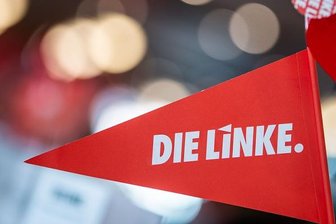 Mittelsachsens Linke will Kreisvorstand vergrößern - Ein Fähnchen und ein Windrand mit dem Logo der Partei Die Linke.