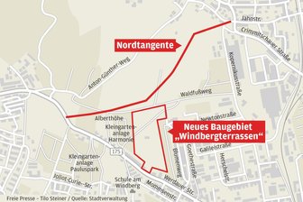 Mitteltrasse oder Nordtangente? Zwickau steht vor einer verkehrspolitischen Entscheidung - Die Nordtangente soll die Werdauer Straße mit der Jahnstraße verbinden. Grafik
