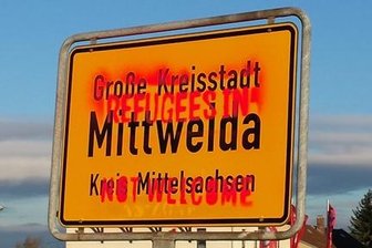 Mittweidaer Ortseingangsschild erneut beschmiert - 