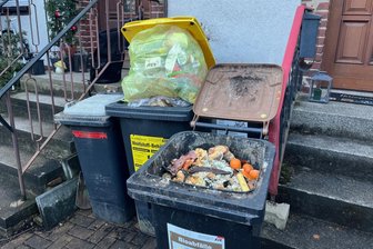 Mülltonnen-Ärger in Chemnitz: Wenn Biomüll und Gelbe Tonnen stehenbleiben - Volle Mülltonnen, weil die Müllabfuhr nicht kommt. Auch bei den Nachbarn quillt die Tonne über.