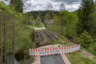 Muldetalradweg im Erzgebirge: Nächster Abschnitt bei Wolfsgrün erst im September fertig - An dieser Stelle bei Wolfsgrün ist aktuell kein Weiterkommen auf dem Muldetalradweg.