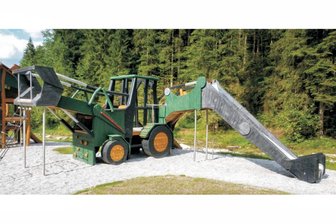 Mylau: Großer Bagger soll neuen Spielplatz an der Kiesgrube krönen - So ähnlich könnte der große Spielbagger mit Kletter- und Rutschelementen an der Kiesgrube im Reichenbacher Ortsteil Mylau aussehen.