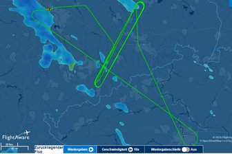 Mysteriöses Flugzeug über dem Erzgebirge: Airbus dreht Schleifen - Der frei zugängliche Flugtracker Flight Aware lässt das Manöver nachvollziehen.