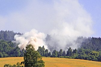 Nach Brand einer Gartenhütte in Ellefeld: Was war die Ursache des Feuers? - Die aufsteigenden Rauchwolken des Feuers am Dienstag waren weithin sichtbar.