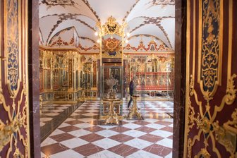 Das Juwelenzimmer im Historischen Grünen Gewölbe im Dresdner Schloss der Staatlichen Kunstsammlungen Dresden.