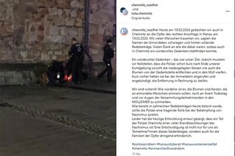 Nach Gedenkveranstaltung für Opfer von Hanau: Chemnitzer Polizei entsorgt abgelegte Blumen vor Augen der Teilnehmer - Nach einer Gedenkveranstaltung für die Opfer des Anschlags in Hanau entfernten Polizeibeamte abgelegte Blumen und Kerzen. Warum?