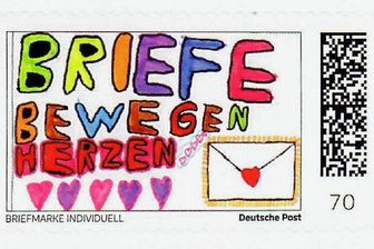 Nach Malwettbewerb in Schwarzenberg: Kinder freuen sich über persönliche Briefmarken - Für dieses Motiv gab es im Malwettbewerb den 1. Preis: Briefmarke individuell nach einem Entwurf von Collin Lian Georgi.