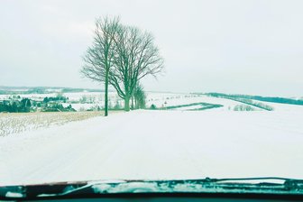 Nach Schneeverwehungen bis 1,50 Meter: Straßen im Raum Freiberg und Flöha wieder frei - Fahrbahn teilweise nicht erkennbar: Blick aus dem Auto auf die Talstraße zwischen Langhennersdorf und Wegefahrt bei Oberschöna am Samstag.