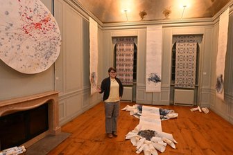 Nach Wasserschaden auf Schloss Wildenfels: Galerie wieder ohne Einschränkungen zugänglich - Dorothea Landrock-List im „Raum der Poesie“, Bestandteil der Sonderausstellung im Schloss.