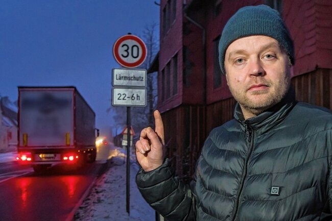 Nachtfahrverbot für Lkw auf B 174 in Reitzenhain abgelehnt - Matthias Grahnert geht das nächtliche Tempolimit nicht weit genug: Er kämpft um ein zeitlich begrenztes Fahrverbot für Lastkraftwagen zwischen 22 und 6 Uhr. 