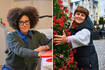 Naturliebe trifft Handwerkskunst: Wer steckt hinter den „Purple Path“-Kunstwerken in Limbach-Oberfrohna? - Hoda Tawakol (links) und Gabriela Oberkofler haben die Purple-Path-Kunstwerke für Limbach-Oberfrohna gestaltet.