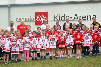 Neue Arena bietet ETC-Nachwuchs viele Möglichkeiten - Ein Jahr nach dem ersten Spatenstich für die Trainingseishalle im Sahnpark wurde nun vor wenigen Tagen der Namenszug der "Canada-Life-Kids-Arena" enthüllt.