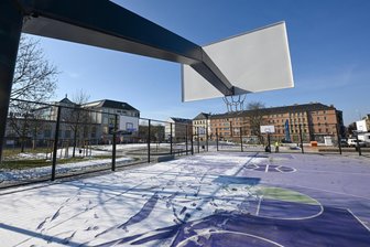 Neue Basketballplätze im Chemnitzer Konkordiapark vor der Fertigstellung - Die Basketballplätze im Konkordiapark sind so gut wie fertig.