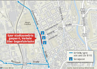 Neue Baustelle in Zwickau macht Umwege nötig -