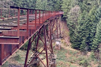 Neue Hängebrücke neben alter Fuchsbrunnbrücke im Erzgebirge: Stadt vergibt Millionenauftrag - Neben der Fuchsbrunnbrücke in Zwönitz soll eine neue Hängebrücke entstehen.