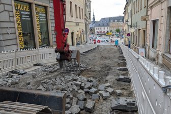 Neue Langzeitbaustelle im Zentrum von Annaberg: Marktumfahrung geändert -